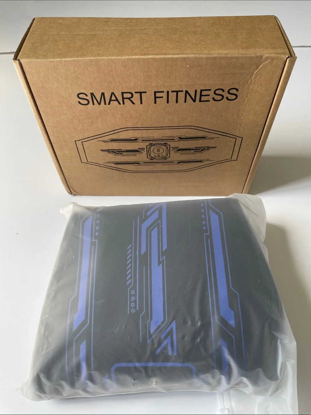 NIB Smart Fit Black and Blue Abdominal Toning Belt with Electro Pads